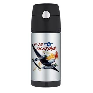Air Force Drinkware  WWII P 38 Lightning Thermos Bottle (12 oz