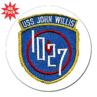  USS JOHN WILLIS 3 Lapel Sticker (48 pk