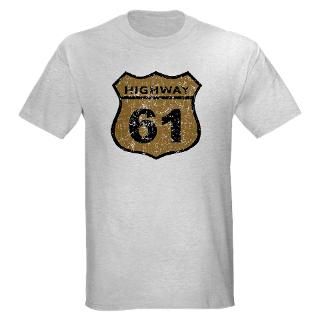 Retro Look Hwy 61 Road Sign Ash Grey T Shirt T Shirt by scarebaby