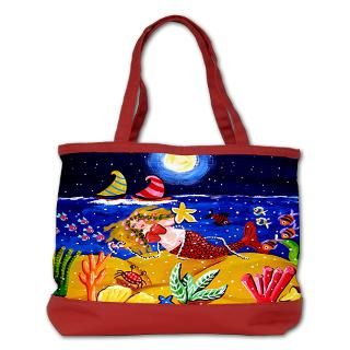 mermaid sailboats folk art shoulder bag $ 76 99