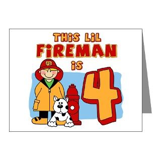4Th Birthday Note Cards > Fireman 4th Birthday Invitations (Pk of 20