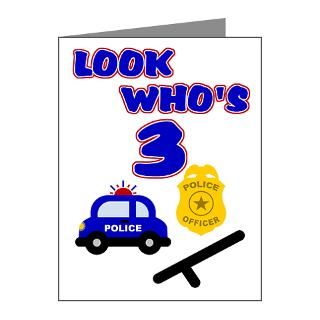 Police Birthday Invitation 3 Note Cards (Pk of 10) for