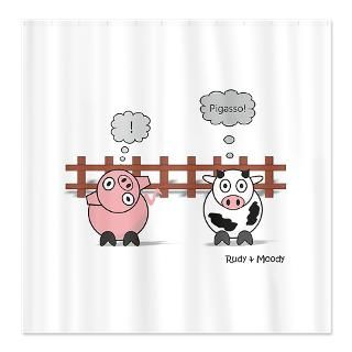 Pig Shower Curtains  Custom Themed Pig Bath Curtains