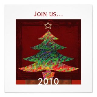 Mosaic Christmas Tree Custom Invitations