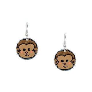 Animals Gifts  Animals Jewelry  Monkey Face Earring Circle Charm