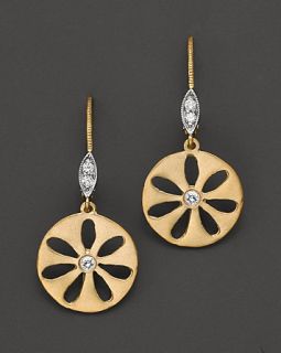 Meira T Diamond and 14K Yellow Gold Flower Drop Earrings