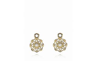 PANDORA Earring Charms   Diamond & 14K Gold Golden Lace, .06 ct. t.w