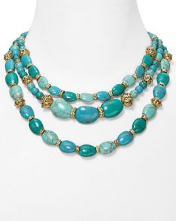 Ralph Lauren Three Row Beaded Turquoise Necklace, 22