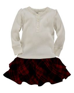 Girls Henley & Plaid Skirt Set   Sizes 9 24 Months