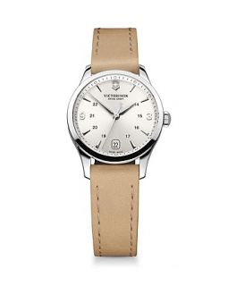 Victorinox Swiss Army Round Watch with Leather Strap, 30mm