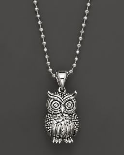Silver Rare Wonders Owl Pendant Necklace, 34