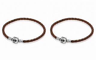 PANDORA Bracelet   Brown Leather Single Wrap with Sterling Silver