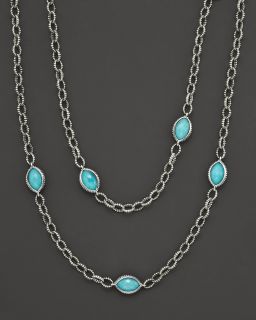 Silver Turquoise Double Station Necklace, 36L