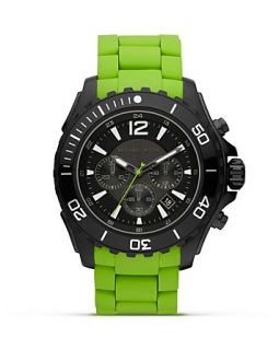 Michael Kors Mens Black Watch on Green Silicone Bracelet, 47mm