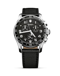 Classic Black Chronograph with Leather Strap, 41 mm