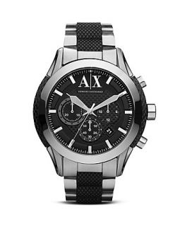 Armani Exchange Zulu Black Dial Watch with Silver and Black Bracelet
