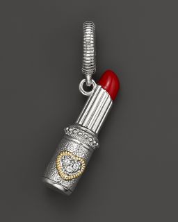 Judith Ripka Sterling Silver and 18K Yellow Gold Red Lipstick Charm