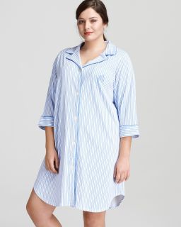 knit classic notch collar sleep shirt price $ 64 00 color blue stripe