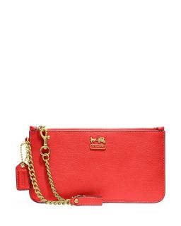 coach madison leather chain wristlet price $ 68 00 color coral brass