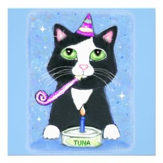 Birthday Cake Cat Custom Invitation