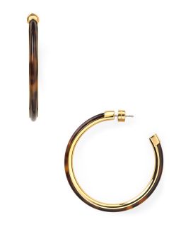 michael kors heritage hoop earrings price $ 95 00 color gold tortoise