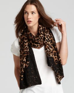 Juicy Couture Leopard Oblong Scarf with Lace Corners