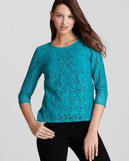 dknyc three quarter sleeve lace blouse price $ 89 00 color verdant