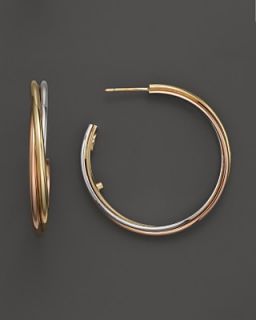 Roberto Coin 18K Yellow, White & Rose Gold Round Hoop Earrings