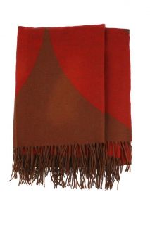 Kashmere New Brown Printed Cashmere Wool Fringe Circle Throw Wrap One
