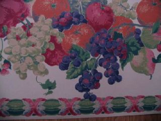 Rolls KATZENBACH and WARREN Fruit Pattern Wallpaper Border 13 1/2 in