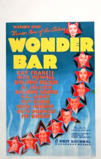 Wonder Bar 34 Al Jolson Kay Francis Jazzy Art Pre Code WC VFine