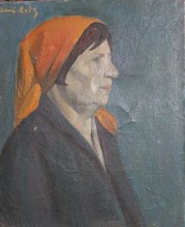 Russian Oil Painting Portrait Signed Mane Katz