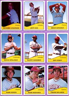 1979 TCMA Ogden As Minor League Team Sets Lot of 14 Without Rickey
