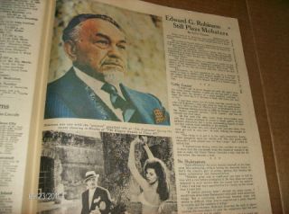 ENTERTAINMENT 1968 Newspaper KAYE BALLARD Edward G. Robinson VALLEY OF