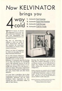 1930 Super Automatic Kelvinator Refrigerator Freezer Ad