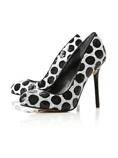 Dune Bubba Sequin Spotty Court Shoes Black   House of Fraser