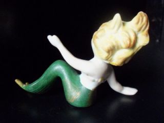 Vtg Kelvin Pixie Mermaid Girl Porcelain Bisque Figurine