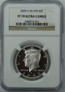 2005 s NGC PF70 Proof Silver Kennedy Half Dollar