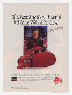 1993 NASCAR Kenny Wallace Photo Dirt Devil Hand Vac Ad