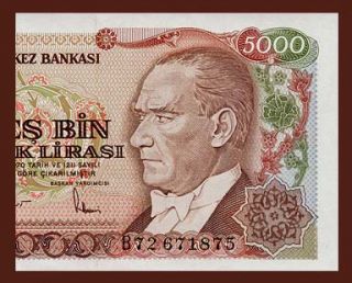5000 LIRA Banknote TURKEY 1985   ATATURK & Sufi Mystic MEVLANA   Pick