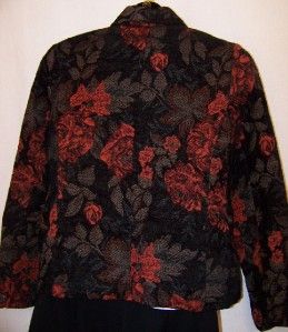 Keren Hart Womens Black Tapestry Jacket Blazer Coat Sz L