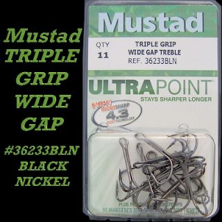 Mustad Triple Grip Treble Hooks ~ 36233BLN Black Nickel
