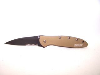 New Kershaw Leek Tan Black Folding Knife 1660DSBLKST