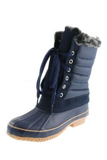 Khombu New Boston Bean Navy Faux Fur Lined Pac Waterproof Boots Shoes