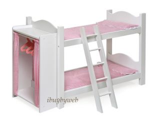 Kids Doll Furniture Bunk Beds Ladder Armoire Storage