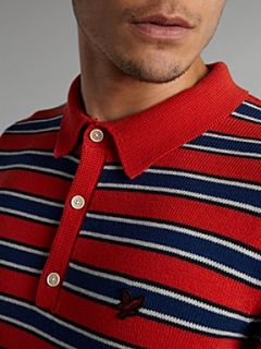 Lyle and Scott Striped rugby neck jumper Red   