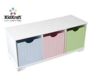 KidKraft Kids Wood Nantucket Storage Bench Unit Pastel 14565