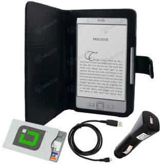 for  Kindle 4 (2011)   Folio Carry Case Cover + Car Charger w