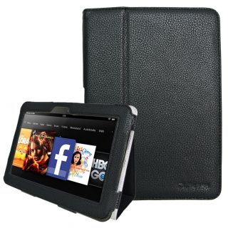 Kindle Fire HD 7 Tablet Slim Fit Leather Case Cover Black with Stand