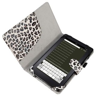 Accessory Bundles for Kindle Fire Black Leopard Leather Case Cover